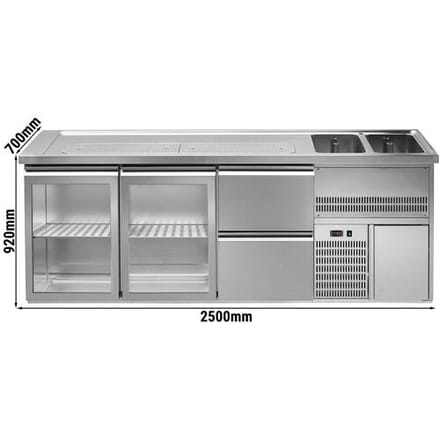 GGM Gastro Biertheke Premium PLUS - 2500x700mm - 2 Glastüren & 2 Schubladen