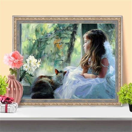 Peinture diamant thème enfant, broderie 5D, point de croix, image en strass, décoration d'intérieur 20X30CM black