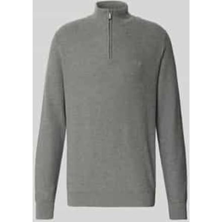 Fynch-Hatton Trui Troyer Zip Fine Allover Texture Steel / male