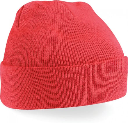 Gebreide muts polyester koraalrood