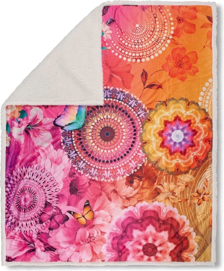 Plaid 130x160 cm - Bloemen en Vlinders Print - Multi - Polyester - 1 Persoons