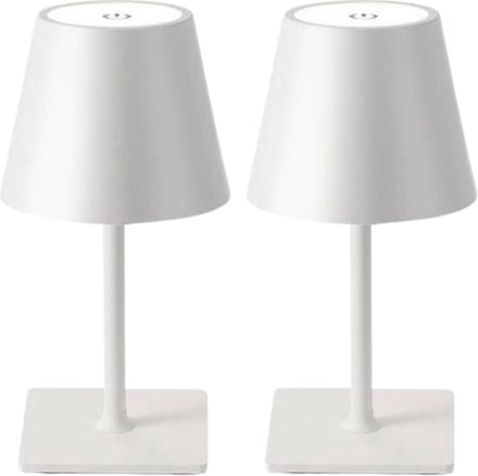 Tafellamp Oplaadbaar – 2 stuks - Draadloos en dimbaar – Touch lamp – 26 cm – Waterdicht - Wit