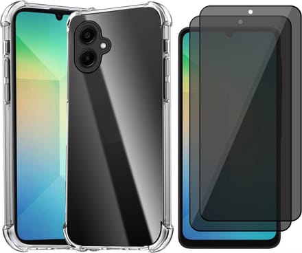 Hoesje geschikt voor Samsung Galaxy A06 - 2x Privacy Screenprotector Volledig Dekkend Glas - Shockproof Transparant