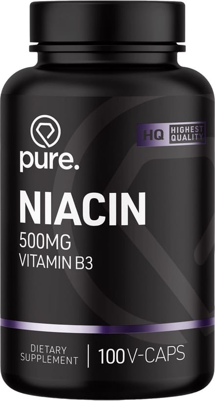Pure. Niacine - 100 v-caps - 500mg - vitamine B3 - vitamine supplement