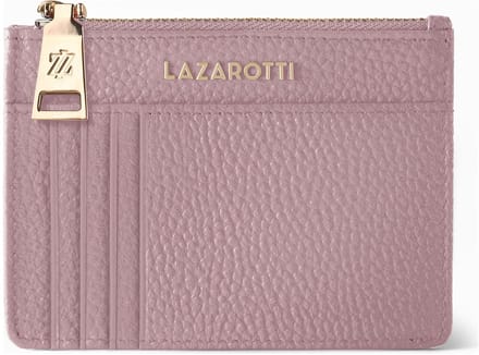 Lazarotti sleutelgeval kaarthouder Bologna Leather Zip Etui 4 Card Slots Bluetooth-Tracker Rose oud roze