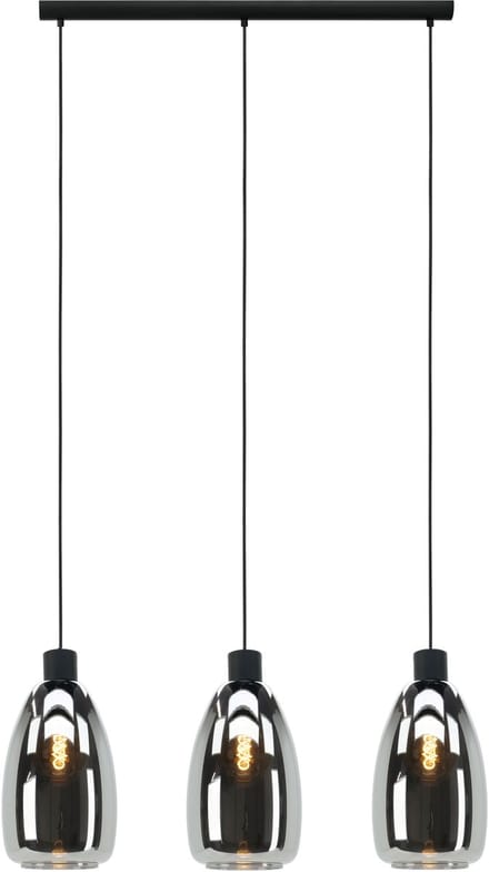 EGLO Chelvey Hanglamp - E27 - 89,5 cm - Glas, metaal - Zwart