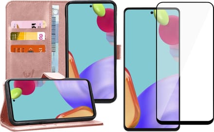 Hoesje geschikt voor Samsung Galaxy A52 - Book Case Kunstleer Wallet - Roségoud - Met Full Screenprotector