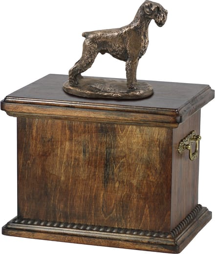 Schnauzer urn met beeldje - elegante urn in klassieke stijl