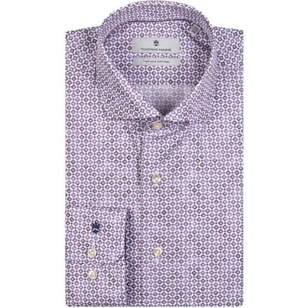 Thomas Maine Overhemd Geometric Pattern Roma Modern Kent Two-Ply Cotton Mauve / male
