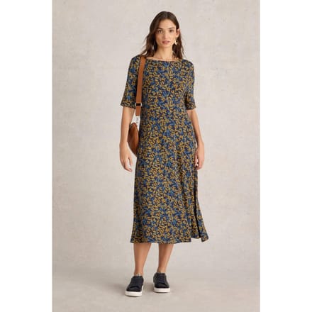 White Stuff Millie Jersey Dress Navy Print Taglia: 10 | Abiti Midi Outlet | Donna | Blu