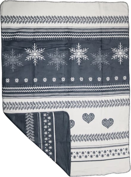 plaid sneeuw harten grijs 130x180cm*