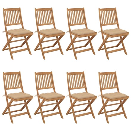 vidaXL - Inklapbare - stoelen - 8 - st - met - kussens - massief - acaciahout