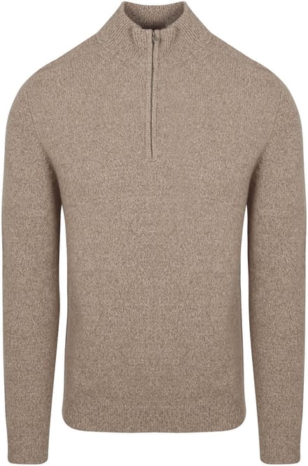 Profuomo Half Zip Pullover Wol Blend Sand - Maat XXL - Heren - Pullovers