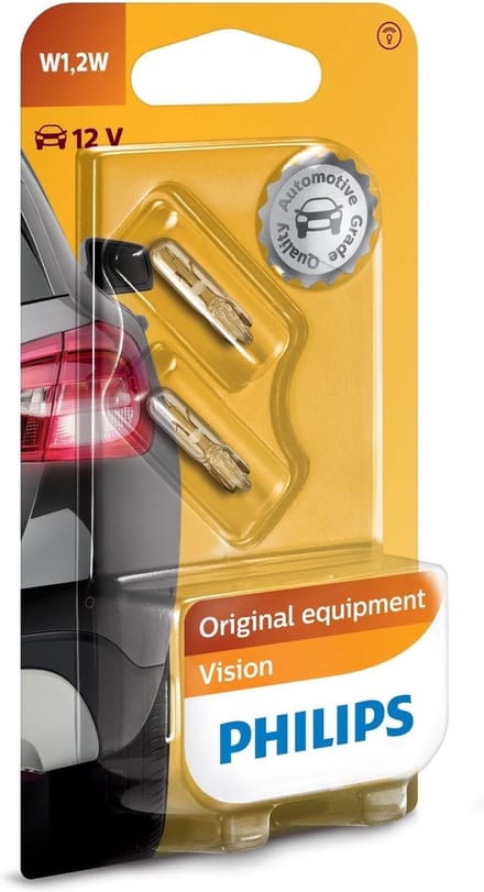 Philips Autolamp W1,2W - W2,3W - W2W - WBT5 W2x4,6d 12V 1.2W B2