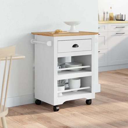 vidaXL - Keukentrolley - BODO - 67,5x45x80 - cm - wit - en - bruin