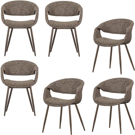 WOOOD Yossi Eetkamerstoelen Metalen Koper Poot - Bruin - Set van 6
