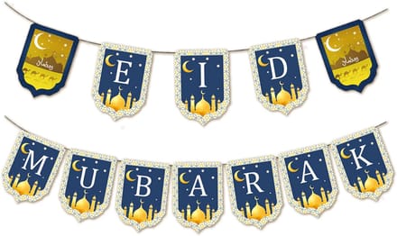 BTH - Eid Mubarak Slingers - Ramadan Decoratie - Suikerfeest - Versiering - Blauw & Goud