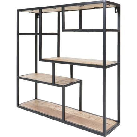 Wandkast Huub Hout - 73 x 73 x 21 cm - Industrieel