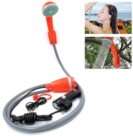 Oneay Draagbare campingdouche met dompelpomp – Compacte buitendouche met waterpomp voor kamperen en outdoor – Oranje