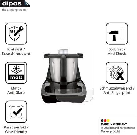 dipos – 2x Matte Pantserfolie geschikt voor SilverCrest Monsieur Cuisine compact SMCC 1100 A1 | 9H Screenprotector
