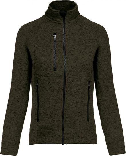 Kariban Heather damesvest met rits K9107 - Dark Khaki Melange - M