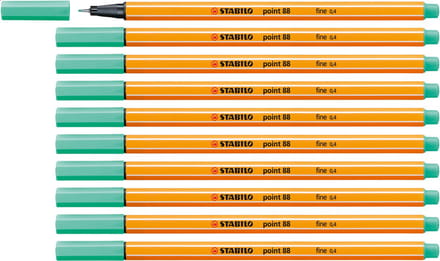 STABILO point 88 - Premium Fineliner - Fine 0,4 mm – Ijs Groen – Doos 10 stuks