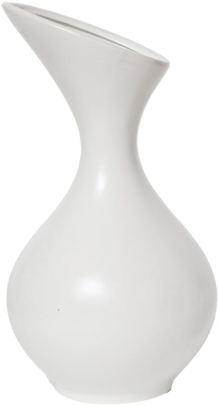 HOGEWONING BV - Witte keramische vaas 20 cm afgerond asymmetrisch voor feestdecoratie