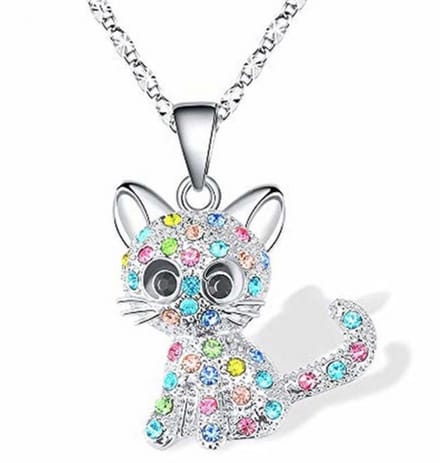 Halsketting - Collier met katje (multi Color)