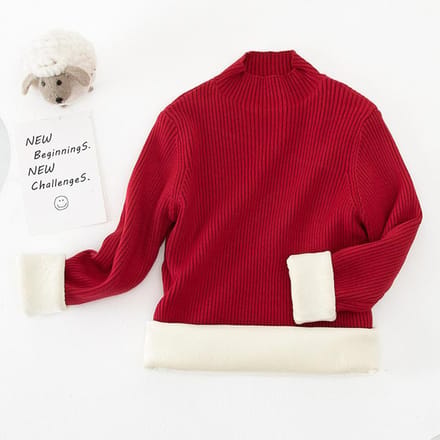 Wintermeisjes Semi-hoge Hals Trui Basislaag, Kinderwinterkleding, Warm en Comfortabel 160 bordeaux