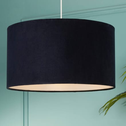 Searchlight Hanglamp Mersana, Ø 50 cm, donkerblauw, fluweel, E27