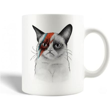 Mug - Art de Chat Grincheux - David Bowie - Céramique - 30cl - Compatible lave-vaisselle