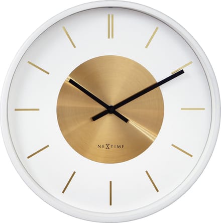 NeXtime Retro II – Wandklok – 25 cm – Metaal – Wit/Goud – Stil