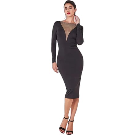 Midi-jurk met bénitierhals dames Goddiva