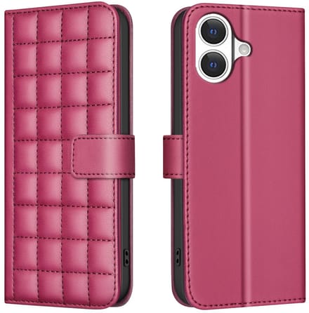 BINFEN Hoesje - Geschikt voor iPhone 17 Hoesje - BINFEN Square Color Book Case - Roze