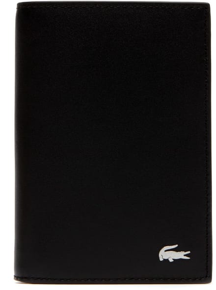 LACOSTE Leren Portemonnee FG Vertical Wallet Black Zwart