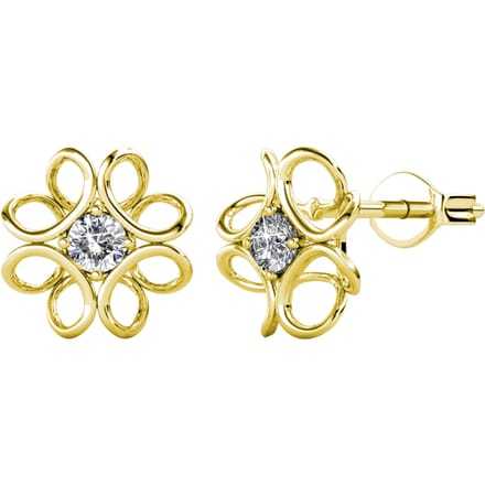 Narcissen oorbellen - Goud en kristal