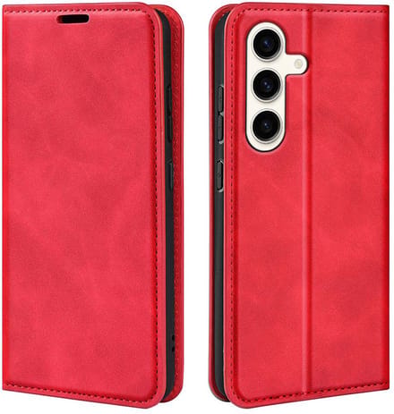 MobyDefend Hoesje - Geschikt voor Samsung Galaxy S24 Plus (S24+) - Luxe Wallet Bookcase (Magnetische Sluiting) - Rood
