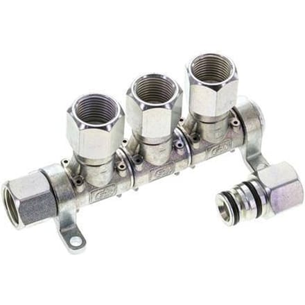 Staal/Messing DN 7.2 (Euro) Luchtkoppeling Snelkoppeling G 1/2 inch Binnendraad 3-weg - CLS7-F-E-3W-C-012