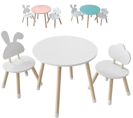 Kinderbureau met stoel - Kindertafel set - Creatief spelen - Afgeronde randen - 60x60x50 cm - Wit