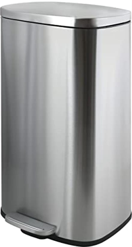 Afvalemmer 50 liter met softclose pedaal - zilver kunststof