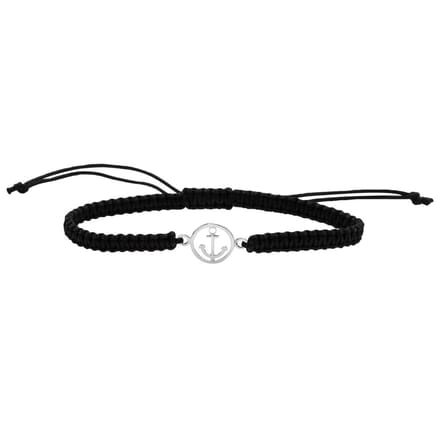 Katoenen armband - zilveren anker - unisex - minimalistisch