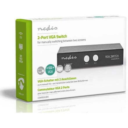 Nedis VGA-Switch - 2 poort(en) - Maximale resolutie: 2560x1600 - 500 mHz