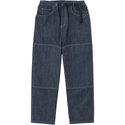 Katoenen Japanse chambray jeans met kniestukken Gramicci