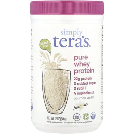 Gewoon Tera's, Grasgevoerd, Gewoon Puur Wei Eiwit, Bourbon Vanille, 12 oz (340 g)