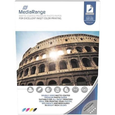 Foto Papier MediaRange mat coated A4 140g 100 Pag. Dual