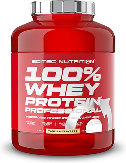 Scitec Nutrition - 100% Whey Protein Professional - With Extra Key Aminos and Digestive Enzymes - 2350 g - Vanilla - Vanille