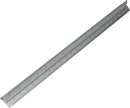 Hofftech Driekantige aluminium schaallat - 6 schaalverdelingen - 300 mm - multifunctioneel en duurzaam