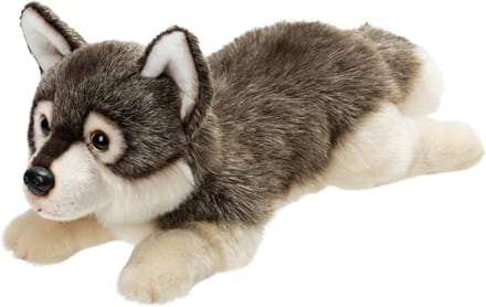 Suki Gifts Knuffel Wolf - knuffeldier - grijs - 33 cm - Wolven knuffels