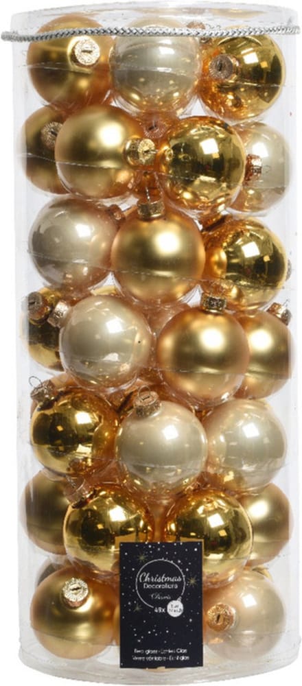 Decoris Kerstballen set - 49x stuks - glas - parel/goud - 6 cm - glans en mat - kerstversiering