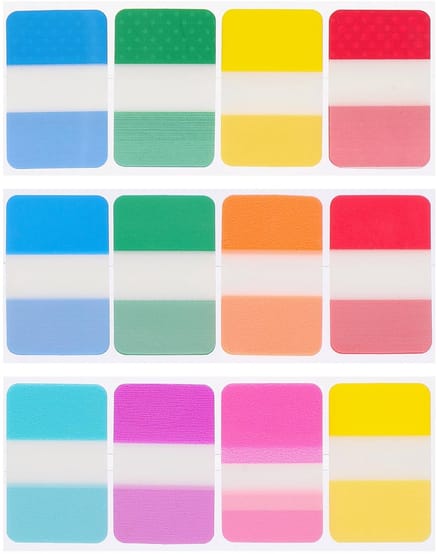 MTTproducts- Plakband 240 stuks - Zelfklevende Strips - Biaxiaal Georiënteerde Polypropyleenfolie - 12 Kleuren - 4 x 2,5 cm - Geschikt voor Notities en Documenten - Indextabs